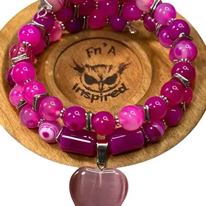 8mm Banded Agate Memory Wire Bracelet