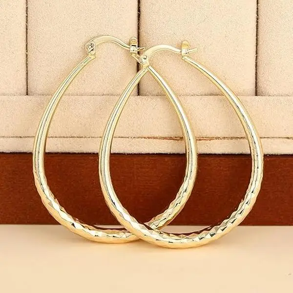 Lightweight Hammered Oval Hoop Earrings, Secure Click-Top Hoops for All-Day Comfort ﻿