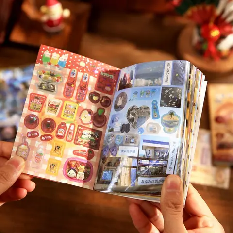 30-Sheet Sticker Book, Japanese-Themed Millennium Dream Series Decorative Stickers on Copper Paper, for Cellphone Cases & Photo Frames
