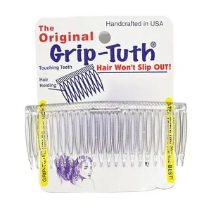 Grip‑Tuth Frenchy Side Comb – 4″ Side Comb for All Hair Types, Decorative Styling Tool & Bridal Jewelry & Accessory – Crystal
