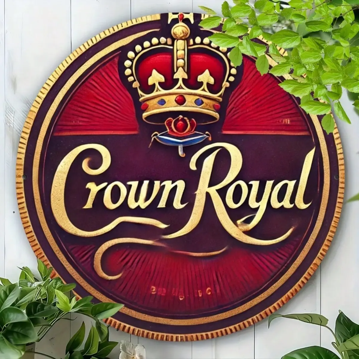 Crown Royal Vintage Metal Tin Sign 8x8 Inch Aluminum Retro Round Wall Decor for Home Bar Garage Pub Man Cave Gift