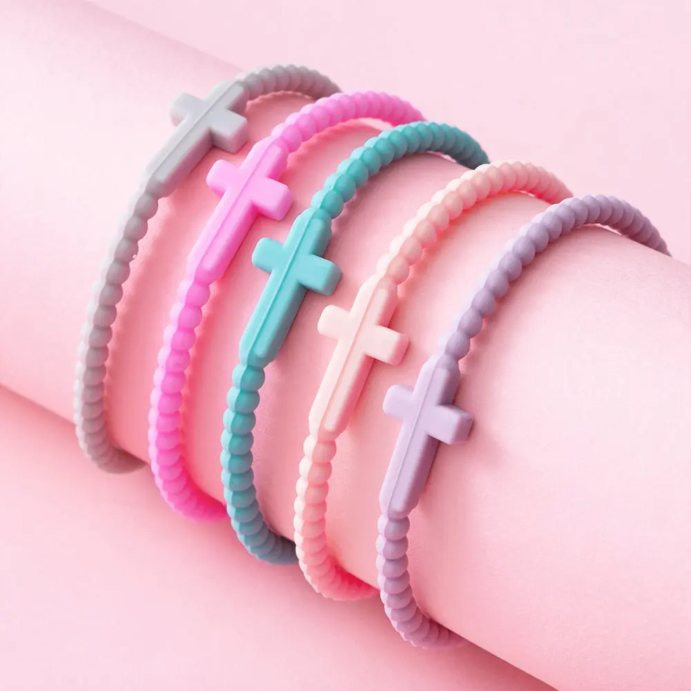 Silicone Cross Bracelet Set | Fashion Bracelet Bundle with Cross Motif, Matching Casual-Wear Accessories