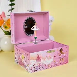 Enchanting Music Box with Ballerina Doll, Classic Square Wind-Up Musical Jewelry Storage, No Electricity Required, Home Decor & Gift