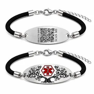 Personalized Medical Alert Bracelet | Dynamic QR Code or Custom Engraving Medical ID Jewelry | Adjustable Stainless Steel Bracelet for Women Men, Emergency Contact Information