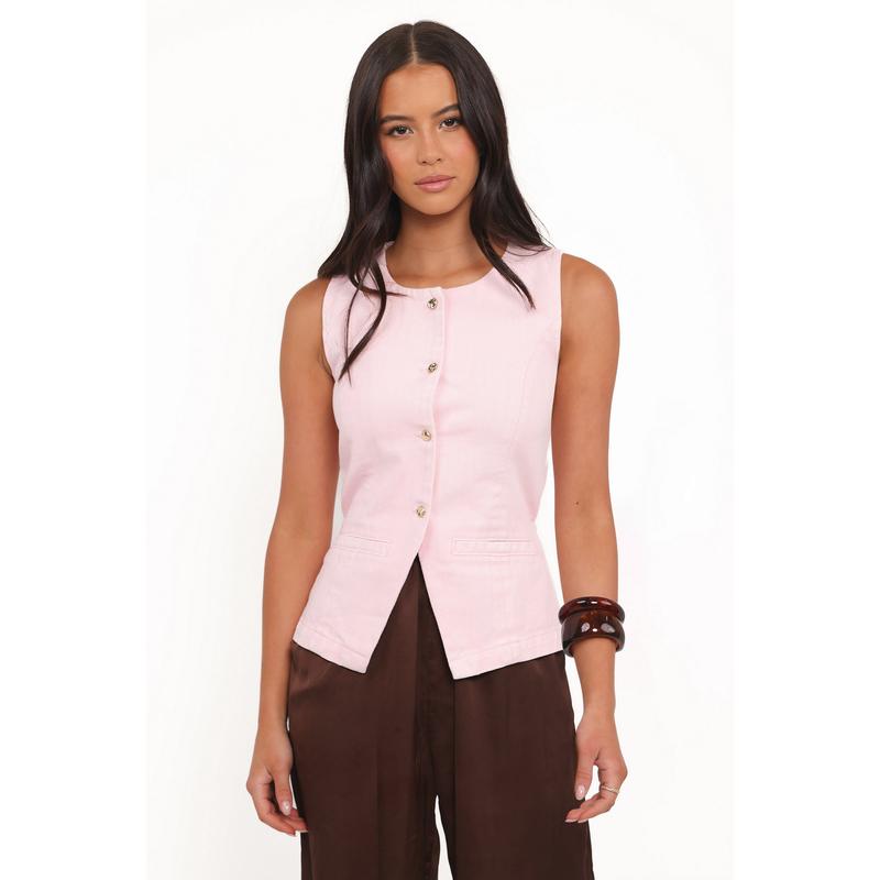 Ailis Denim Vest Top - Dusty Pink