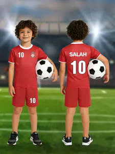 All-season children's football jersey and pants set, with the name SALAH and the number 10. Suitable for sports, leisure, outdoor activities, and sporty styling. Made of breathable material, it is the first choice for outdoor activities.