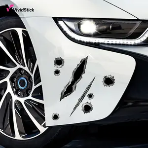 Qf308a Bullet Hole Car Sticker, Vehicle Exterior Decoration, Motorcycle Stickers, Universal Car Sticker, Vinyl Material Self-Adhesive, One-Time Use, Suitable for Motorcycles and Cars, Decorative Decal, Best Gift, Car Decals
