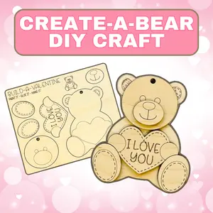 Create-A-Bear DIY Craft Set - Includes Bear and String for Creative Crafting Fun, Premium Birch Wood, Ideal for Ages 3+