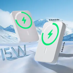 Magnetic power bank, 10000/5000mAh wireless portable charger, USB-C interface mini portable phone charger battery pack, white/black, smartphone accessories only. Compact Card power bank magnetic power bank Charging Chargeable