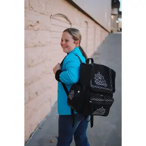 Black Suede leather Boot Stitch Backpack