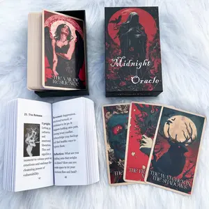Midnight Oracle Cards, 50 Gothic Dark Fantasy Cards with Comprehensive Guide Book, Front and Back Meanings, Reflection Tips, Self Discovery Oracle , Light and Dark, Inspire Growth and Creativity, Tarot Card Decks, Card Games
