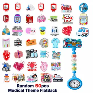 Random 50pcs Medical Theme FlatBack Diy Jewelry Decoration Cross Bead Charm