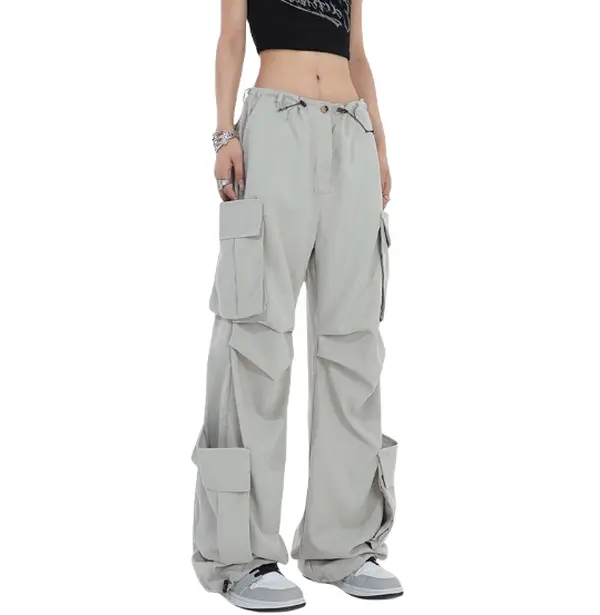 Women's Parachute Cargo Pants with Pockets Quick Dry Hiking Pants Lightweight Waterproof Baggy Joggers Y2K  Fashion 2024 Bottom Trouser