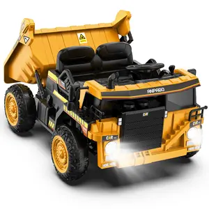 ANPABO 12V-24V Electric Ride-On Dump Truck for Toddlers with Remote Control, Music, Bluetooth & Construction Vest & Hat — TikTok Black Friday Gift Ages 1-4