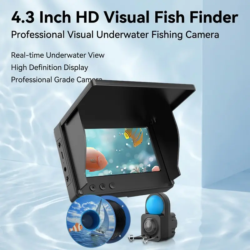 Fish Finder 4.3 Inch Screen High Definition Display Visible Fishing Ip67 Waterproof Night Vision Ice Fishing Underwater Camera, High Definition Fish Locator, Fishing Gear, Fishing Equipment, Fishing Tackle