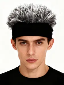 2Pc Men's Fashionable Fake Hair Cap Set, Hat Wig, Warm and Stylish Winter Accessories, Casual Loose-Fitting Design for Fall & Winter