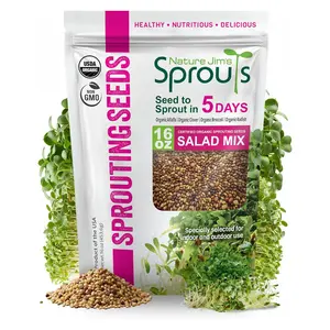 Nature Jim’s Sprouts Organic Salad Mix – Non-GMO Microgreen Seeds, Perfect for Growing Nutritious Organic Broccoli, Alfalfa, Radish & Clover Sprouts – Easy Indoor/Outdoor Home Sprouting Seeds – 1lb