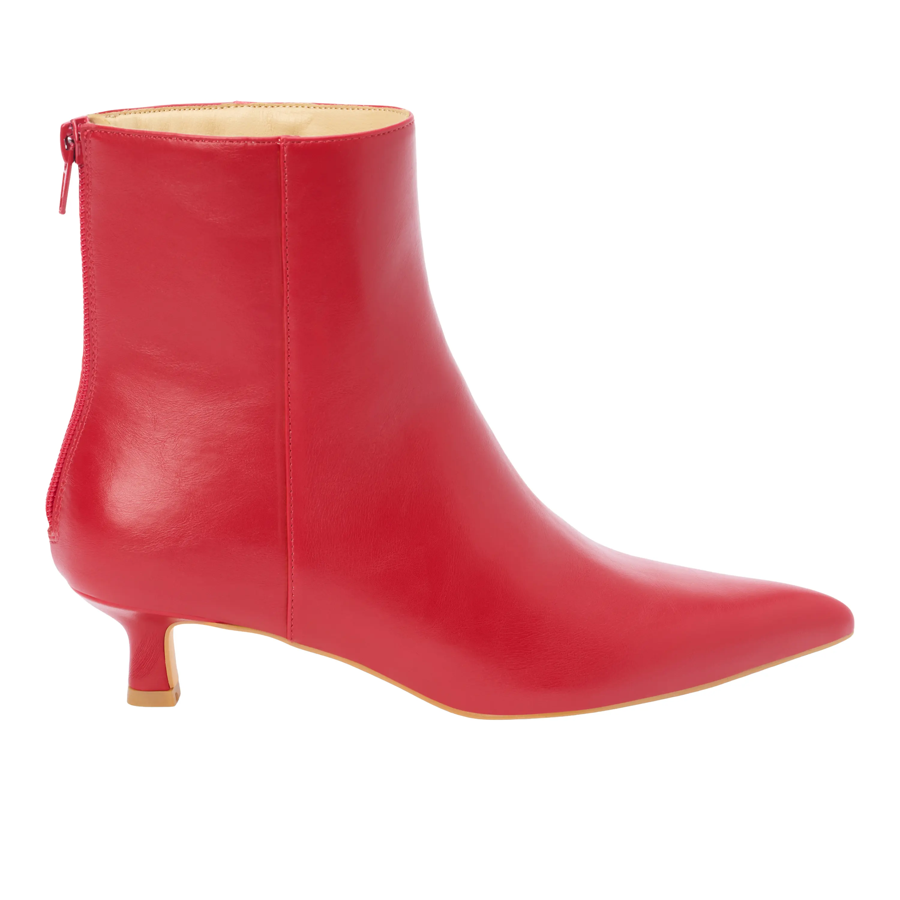 BEACH by Matisse Womens Genesis Kitten Pointed Toe Zippered Casual Boots Ankle Low Heel 1-2" - Red