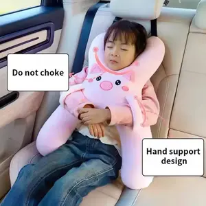 Car Seat Pillow for Kids, Backseat Sleep Aid Car Headrest Waist Cushion, Cute Cartoon Neck Support Pillow, Infant Comfortable Travel Accessory, Car Seat Attachment