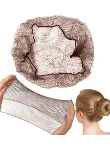 300 PCS Invisible Dark BrownHair Nets for Food Service Workers&Women&Men, 24 Inches Extra Large Hair Net for Buns, Nylon Hairnets for Foodservice, Dancing, Ballet Bun