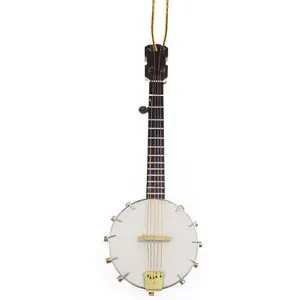Wooden String Miniature Banjo Hanging Ornament Mini Musical Instrument Replica Holiday Tree Home Decoration Display Ornament (5.51" Banjo)