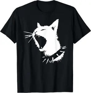Cat Skull Punk Y2k Cute Creepy Kitty Goth Black Alt Gothic T-Shirt Pure Cotton Graphic Tees Menswear Top: Gifts for Men & Women