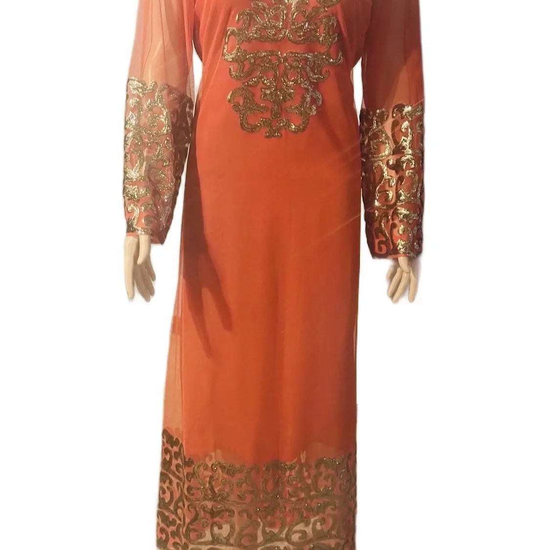 Glamorous Bollywood Indian Pakistani Party Dress With Golden Work Size Large With Liner . Brand New Womenswear Chiffon
