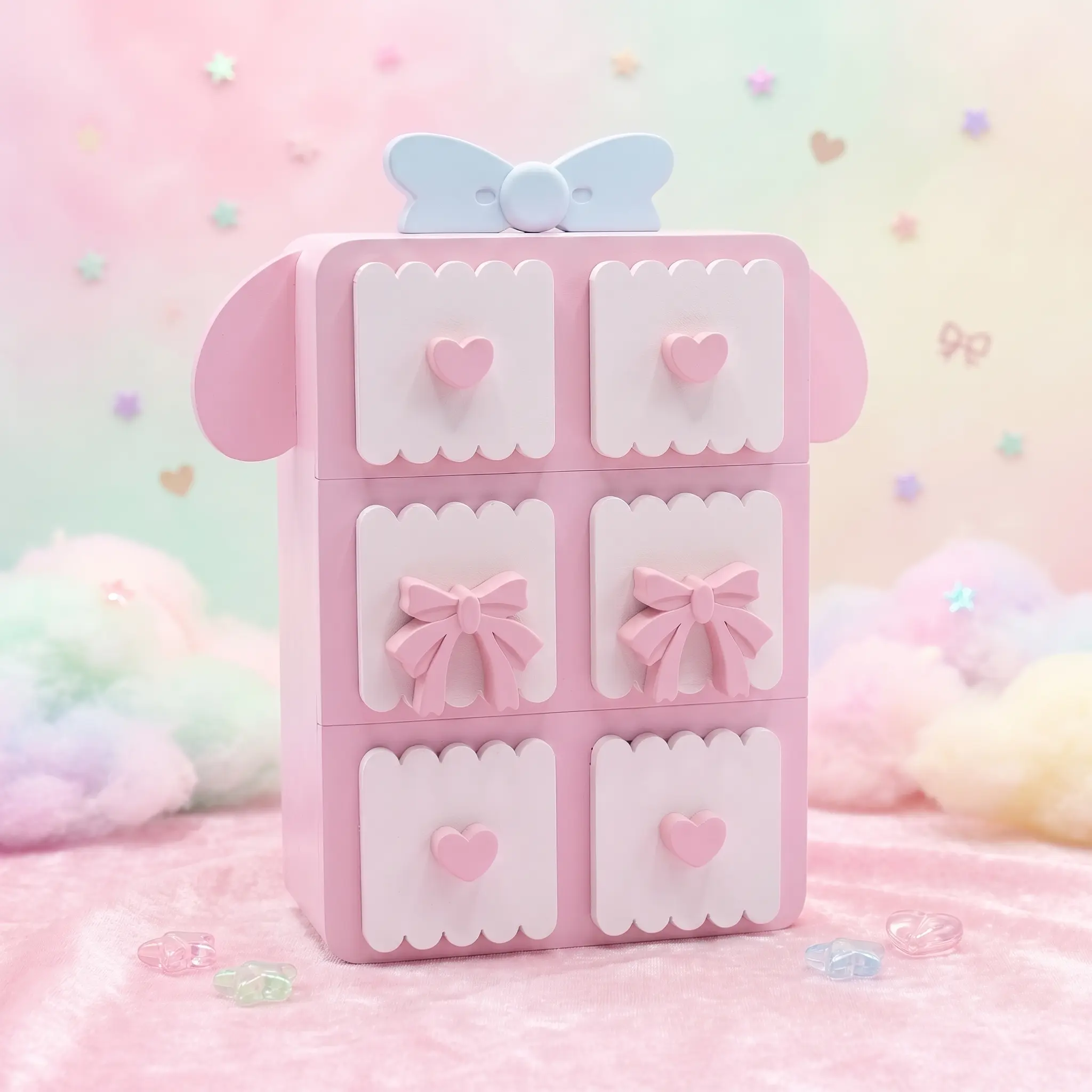 Kawaii Stackable Desk Organizer Coquette Drawers & Vanity Storage