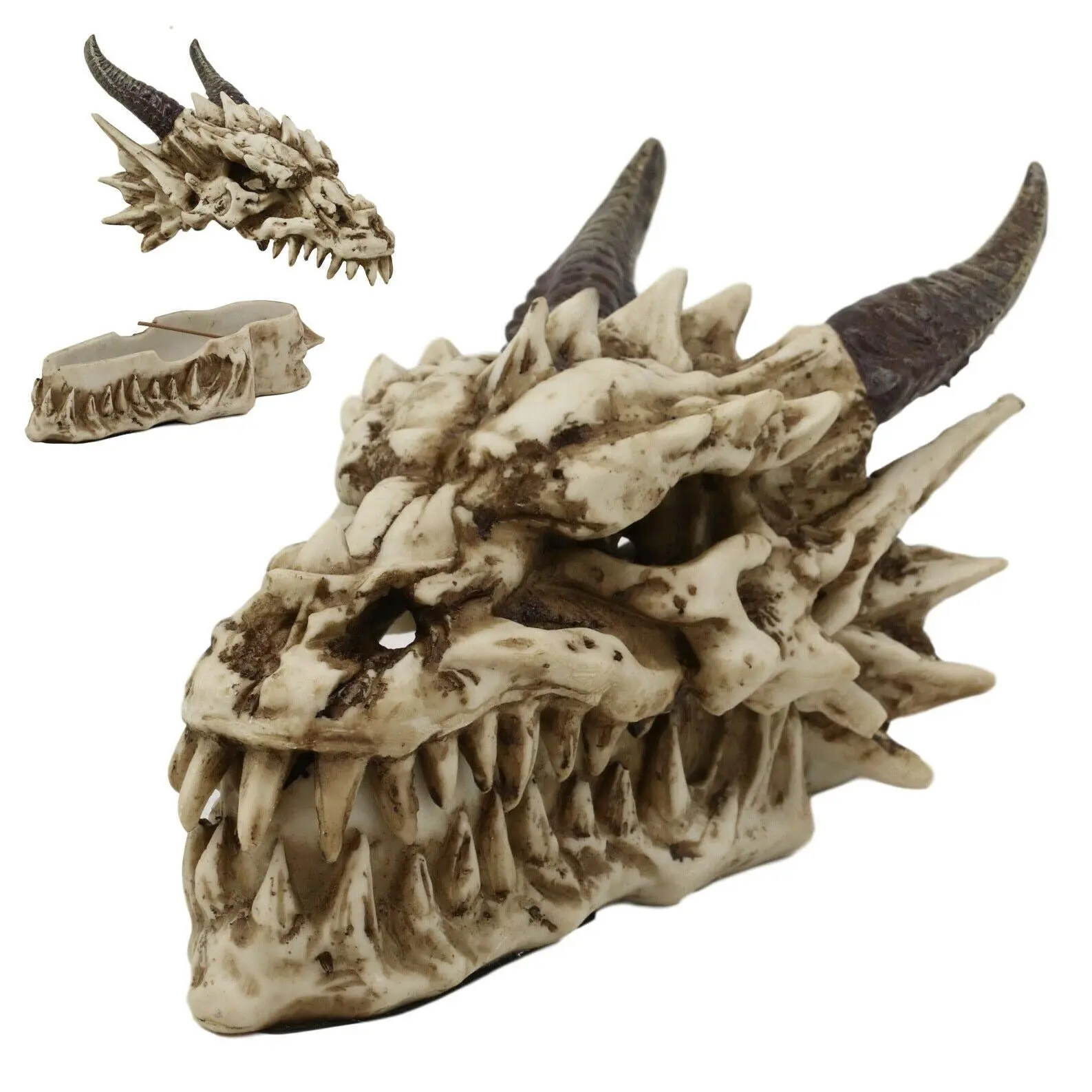 Ebros Smoking Nostrils and Eyes Skeleton Dragon Skull Incense Stick Burner Box