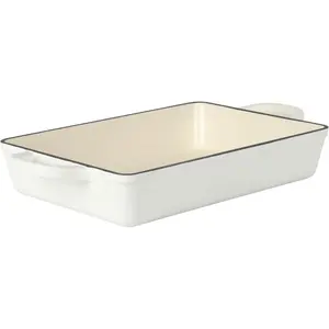13" Enameled Cast Iron Lasagna Pan – White, Oven Safe