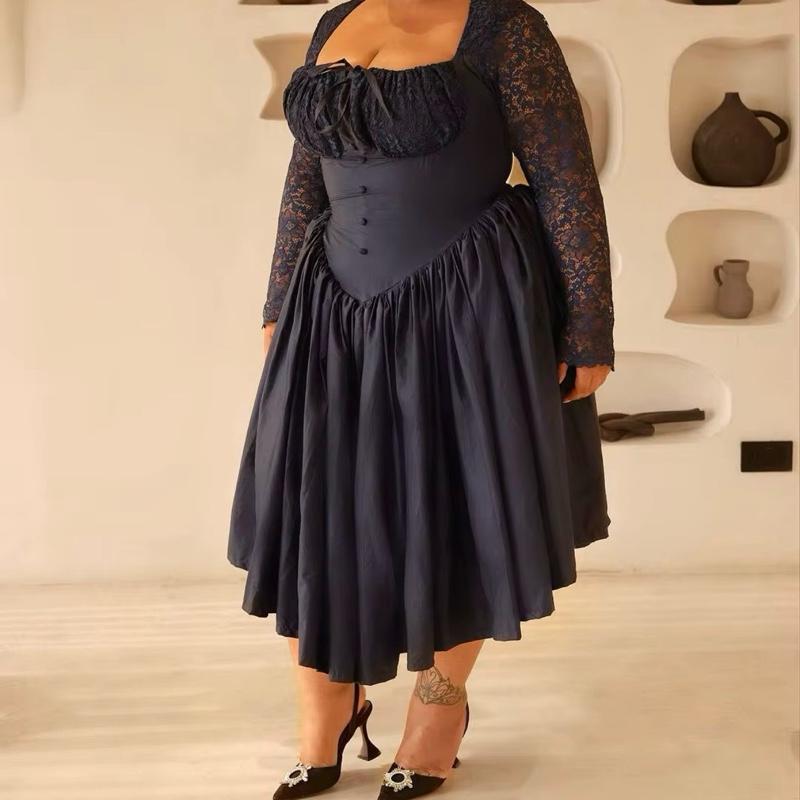 Lace Women's Cinderella's Corset Dress - Formal Wedding or Birthday Party Outfit in Burgundy - Womenswear dressy