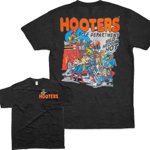 Funny Hooters Fire Brigade T-Shirt – Unisex Graphic T-Shirt, Vintage Casual Top, the perfect gift for firefighters and Hooters fans