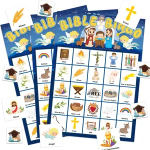 Bible Bingo Games for 24 Players Party, Bingo Cards Sunday School Crafts Easter Christian Religious Christmas Crafts Activities Games Holiday Nativity Party Favors Supplies Gifts