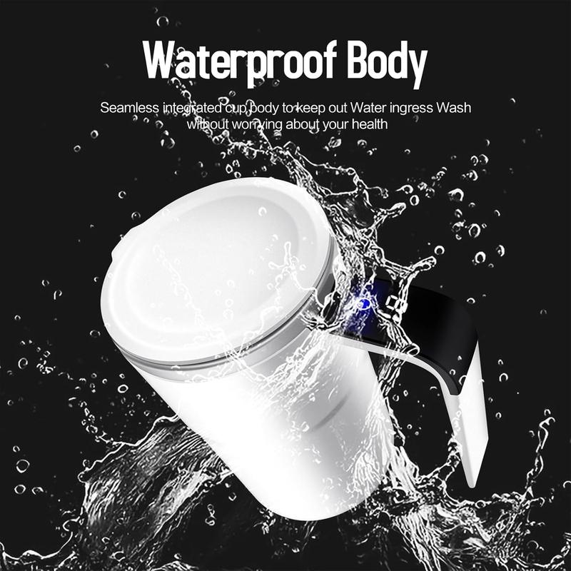 13 OZ Automatic Stirring Coffee Cup, Coffee Cup with Magnetic Capsule, with Temperature Display Function, Suitable for Coffee, Beverages, Hot Cocoa, Coffee Bar Drinkware, Reusable USB Rechargeable Cup Travel Mug Reusable Black Coffee