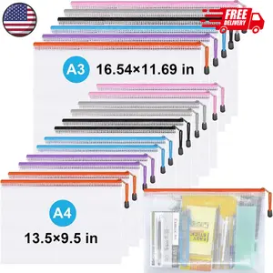 Mesh Zipper Pouch,Waterproof Zipper Bags,18pcs Document Folders