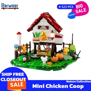 [BARWEER](SHIP FREE) Mini Chicken Coop With Lights Nature Collection Closeout Sale Toys Bricks 323PCS Gift