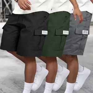 Work Shorts Three-Piece Set - Multi-Pocket Design, Relaxed Fit, Breathable Comfortable Durable Everyday Casual Summer Wear - Mid Rise, Non-Stretch Woven Fabric, Men's New Trendy Work Shorts