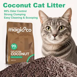 Magicoco Coconut Cat Litter,99% Odor Control & 8X Water Absorption Kitty Litter,Fast Clumping Low Dust Formula for Multi-Cat Homes,99% Deodorized Clumping Cat Litter,Cat Sand Cat Essentials Kitten Stuff
