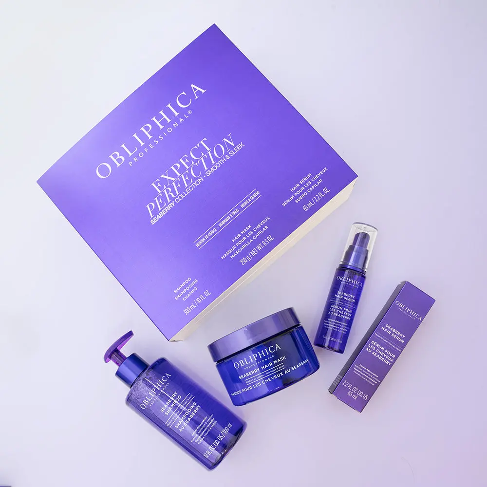 Obliphica Seaberry Smooth & Sleek Set – Medium to Coarse – Shampoo, Mask & Serum for Frizz-Prone Hair