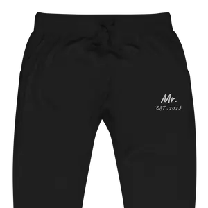 Mr. EST. 2025 Fleece Sweatpants - Unisex 65% Cotton 35% Polyester Casual Everyday Outfit with Cuffed Legs & Elastic Waistband