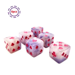 Lucky Clover 6 Sided Heart Pattern Marble Dice D6 16mm, Perfect for Dungeons & Dragons, Magic the Gathering, Monopoly Game