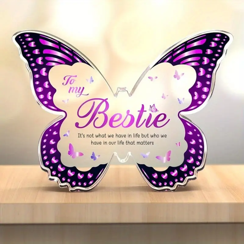 Butterfly-Shaped Gift for Women, Unique Friendship Keepsake for Birthdays & Holidays, Thoughtful Present for Female Besties, Acrylic Plaque Decor, Decorative Plaque Sign