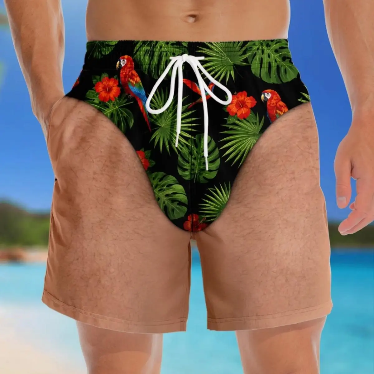 Beach Shorts, Photo Swim Trunks for Men, Funny Summer Vacation Shorts, Custom Swimwear