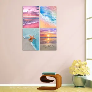 Muzagroo Art Beach Diamond Painting Kits for Adults Seascape Diamond Art Kits for Beginners Adults Art Crafts 5D Diamond Art Paintings Gem Art Kits  11.8x15.8inches 4PCS Canvas Handcrafts