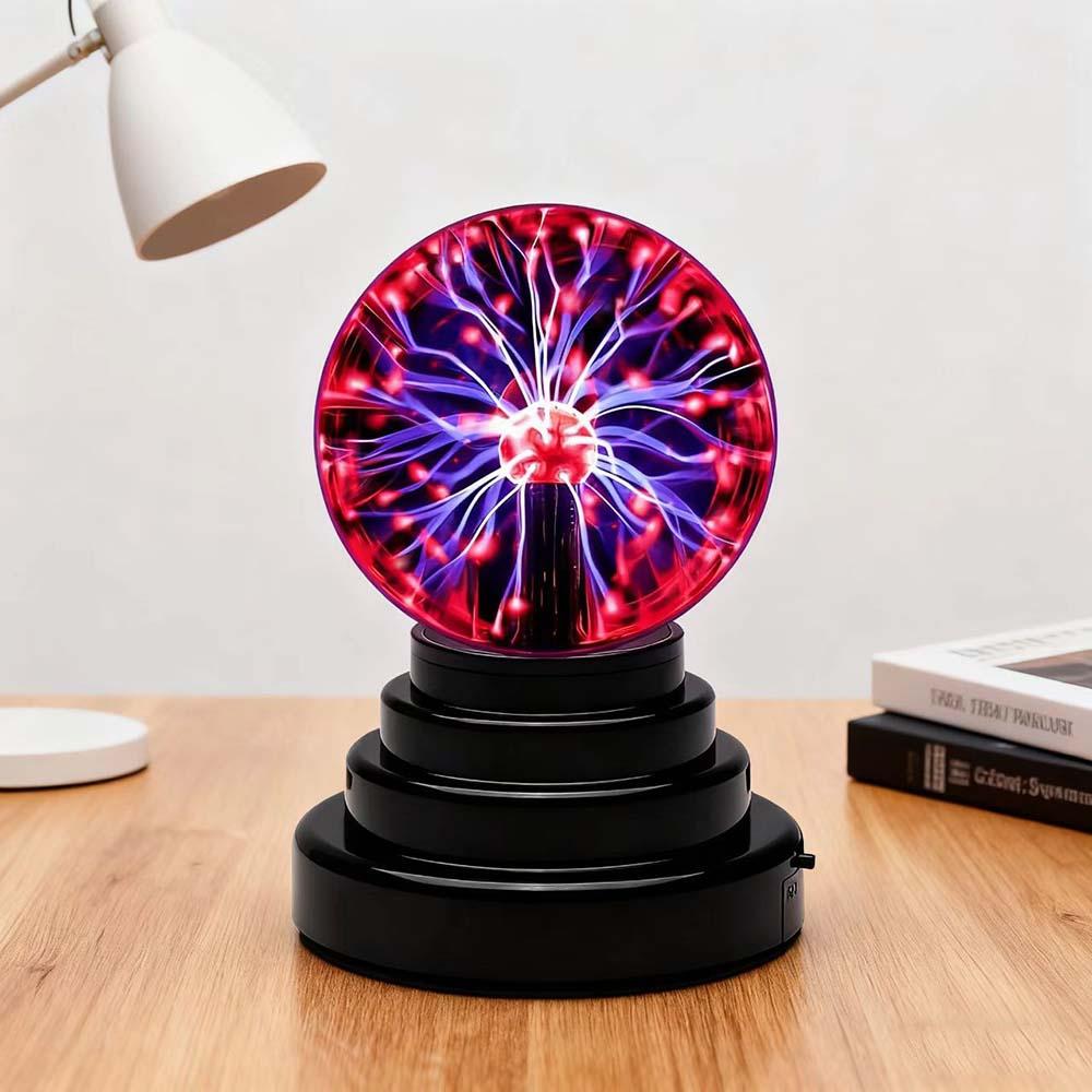 3 Inch Magic Plasma Ball Lamp Touch Sensitive Interactive Plasma Lamp Nebula Sphere Globe Decorative Lamp Novelty Toy for Halloween Christmas