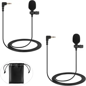 2-Pack Lavalier Microphone Compatible with  MIC 2, RODE  Go II, 3.5mm TRS Clip- Lapel Mic for Transmitters, Clear Voice & Mini Size, Ideal for Streaming, Vlog, Interview and