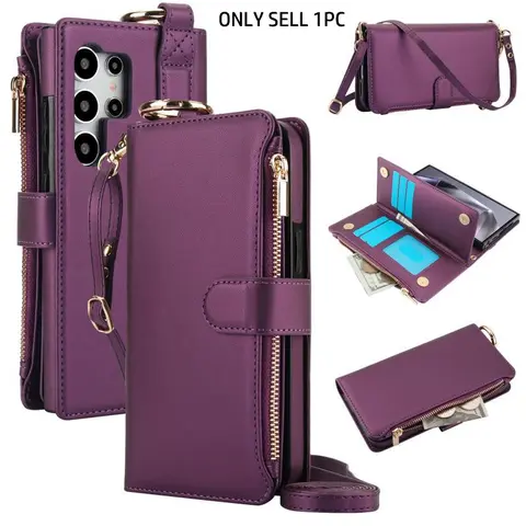 Zipper Wallet Design Phone Case with Card Slot, 1 Count Multi-functional Shockproof Protective Case, Phone Accessories for Samsung Galaxy S26 S25 S24 Ultra S23 Ultra S22 Ultra