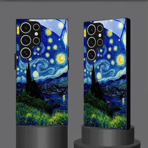 Phone Case: Van Gogh Style Starry Night Swirl Pattern Tempered Glass Phone Case for Samsung Galaxy S26 S25 S24 S23 S22Pro S21 S20 Fe Plus Ultra Pro A56 A55 A54 A53 A52 A51 A36 A35 A34 A32 A26 A25 A24 A23 A16 A15 A14 A06 A05 A03s