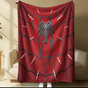 3D Three-Dimensional Pattern Printing Blanket, Facecloth Blanket, Three-Dimensional Metallic Spider Pattern, Full of Personalized Trend Atmosphere, Soft and Comfortable, Suitable for Sofa, Bedroom and Travel, All Seasons