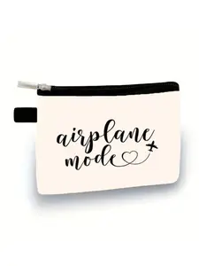 Airplane Mode Travel Theme Zipper Coin Purse, Daily Commute Storage Bag, Ideal Gift for Travel Enthusiasts, All Seasons Casual Style
